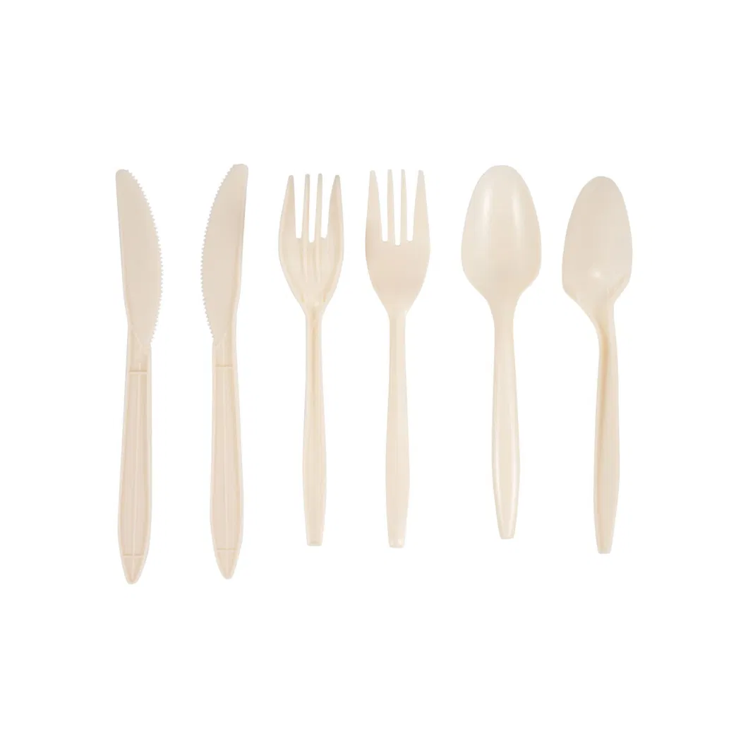 Disposable Knives and Forks Wholesale Cornstarch Degradable Tableware Take-out Fast Food and Cake Knives and Forks Spoon